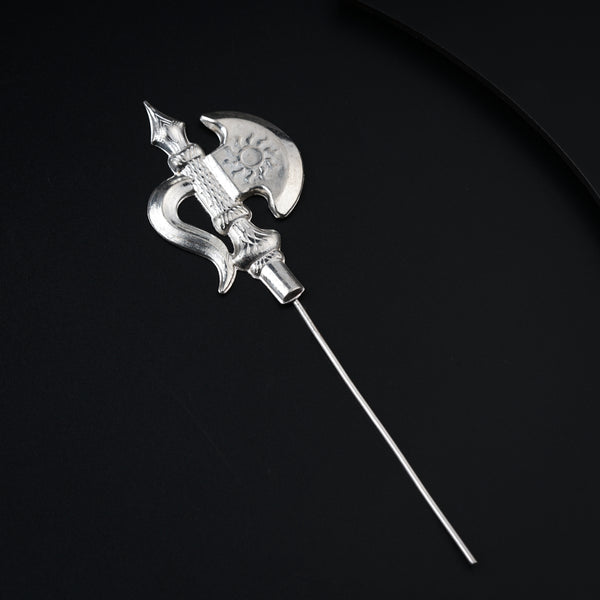 Silver Trishul and Coin for Home & Garden Decor