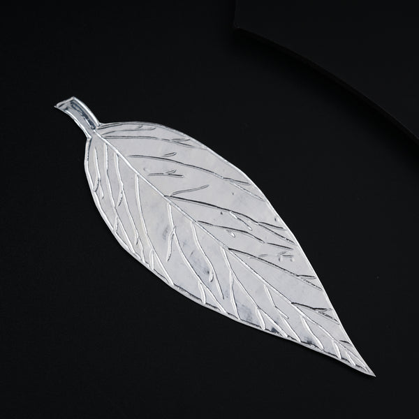 Close-up of silver leaf and coin in gift set