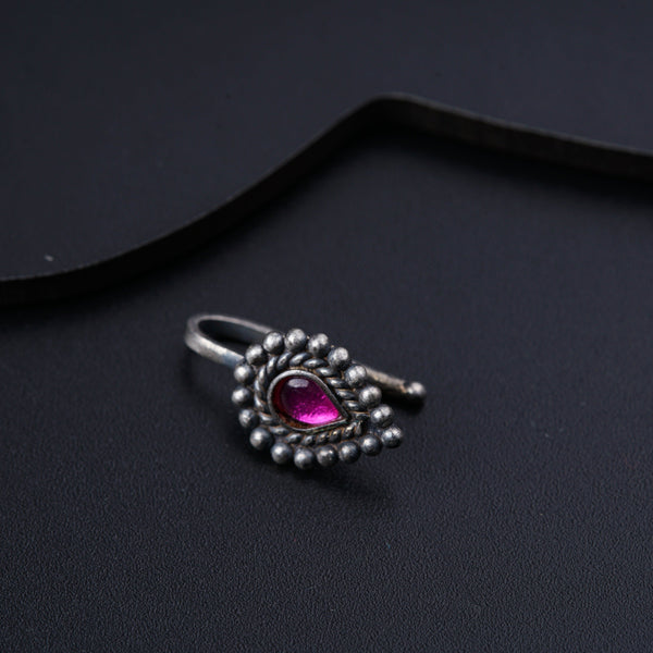 Minimal pink stone clip on nose pin design