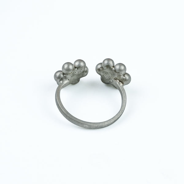 Silver Oxidized Kudi Open Ring - 2 Equal Medium Size Kudi