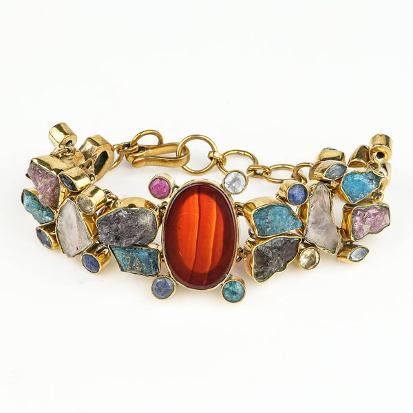 Detailed view of Brass Fashion Bracelet highlighting intricate motifs, textured surface, and refined brass finish