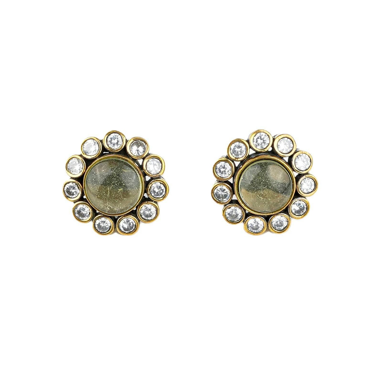 Brass fashion earrings, front view featuring a stylish design and premium brass finish