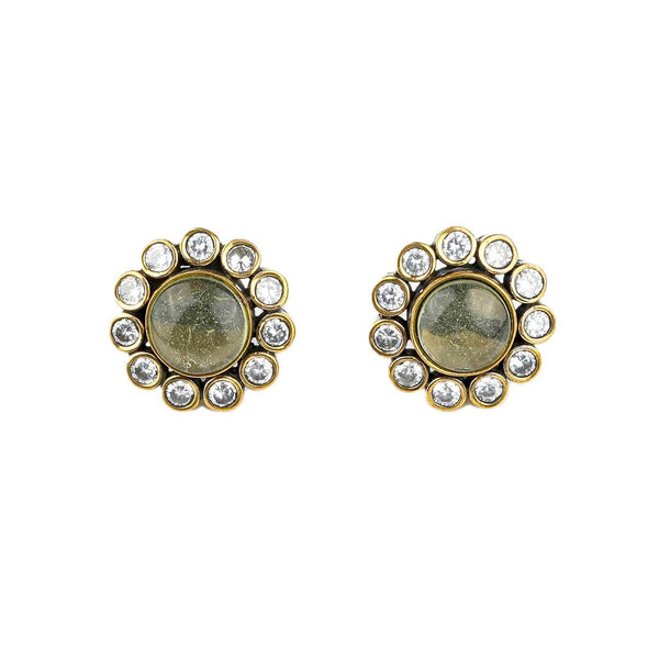 Brass fashion earrings, front view featuring a stylish design and premium brass finish