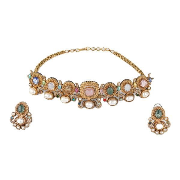 22K Gold Plated Fashion Set front view featuring an elegant design and premium gold-plated finish