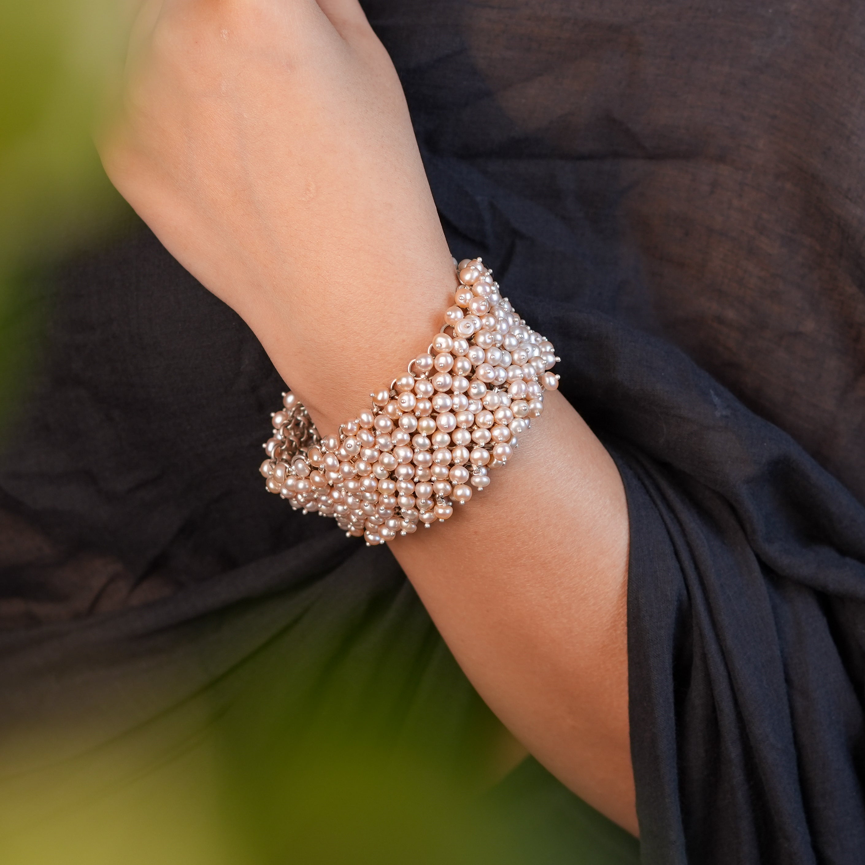 Silver Statement Bracelet with Freshwater Pearls
