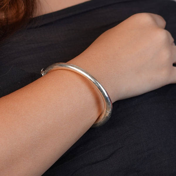 Silver Openable Plain Bangle