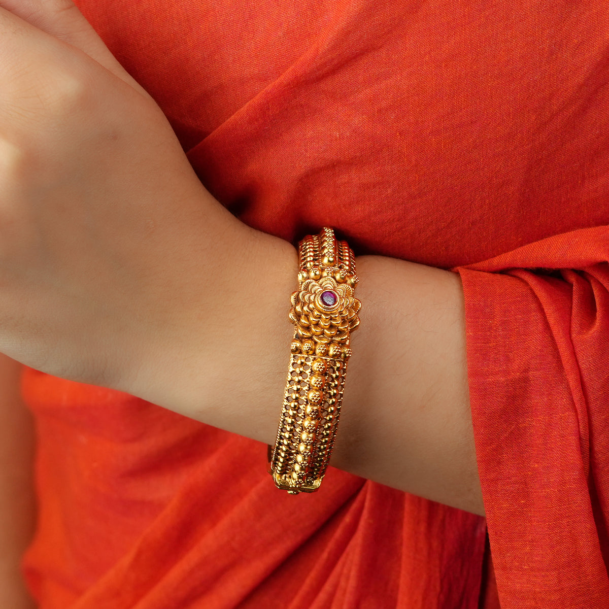 22K Gold Plated Fashion Gulab Tode (Pair)
