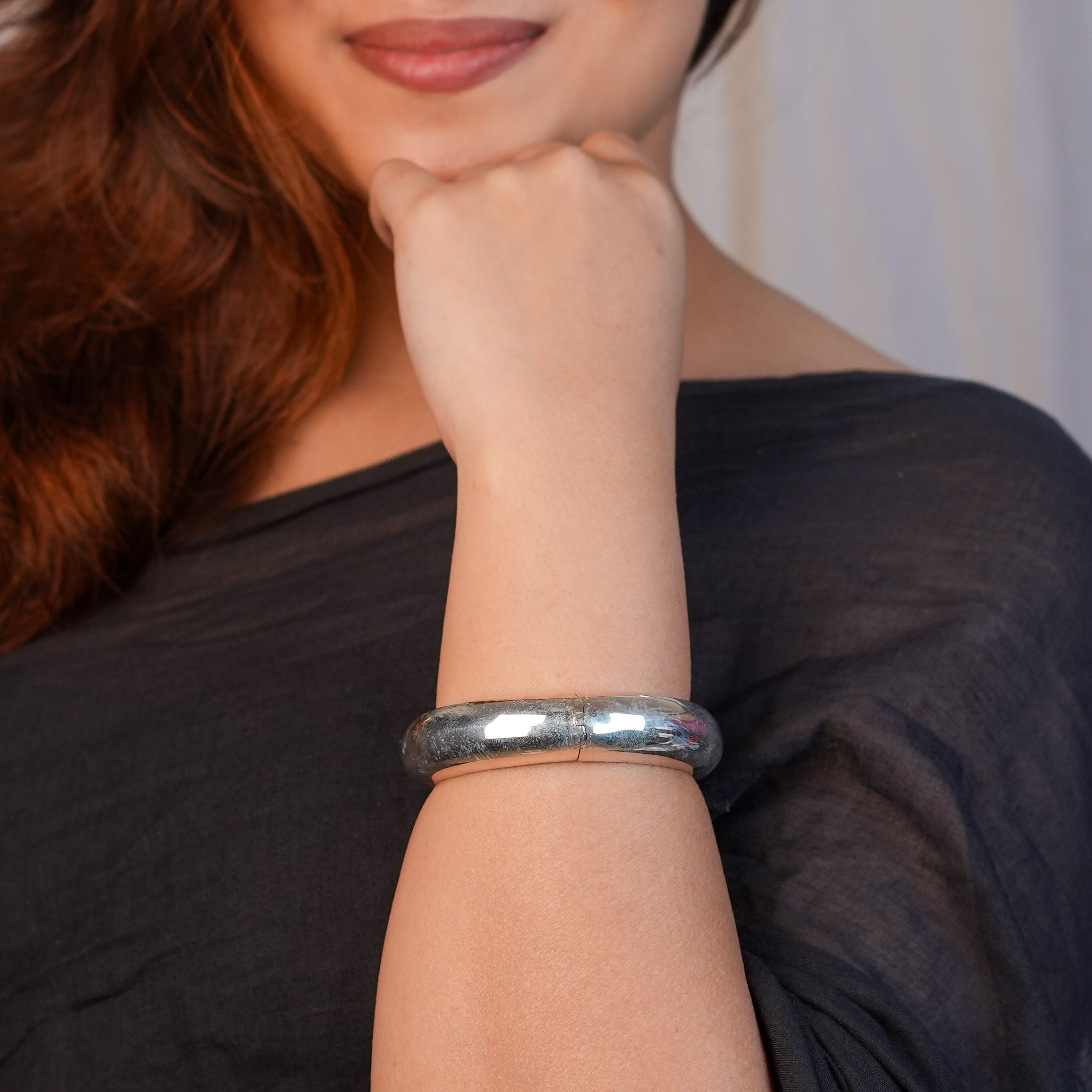 Silver Statement Openable Bangle