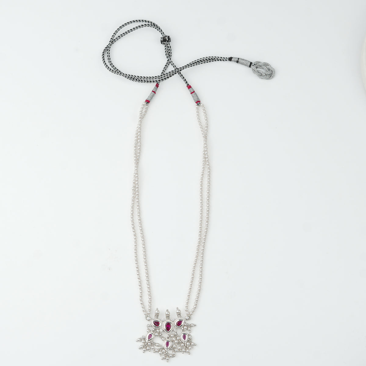 Pink CZ Tiny Tanmani Set with Pearls