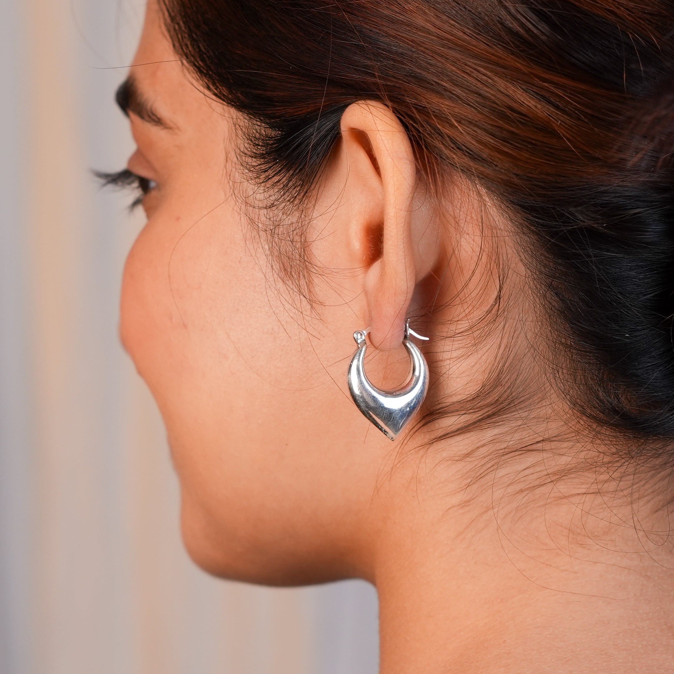 Silver Crescent Hoops