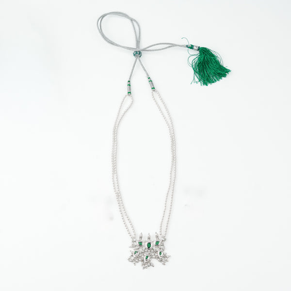 Green CZ Tiny Tanmani Set with Pearls