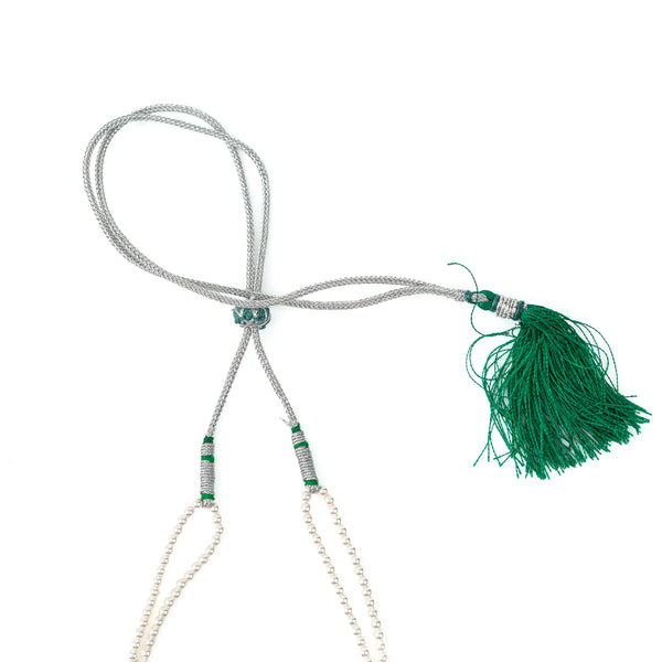 Green CZ Tiny Tanmani Set with Pearls