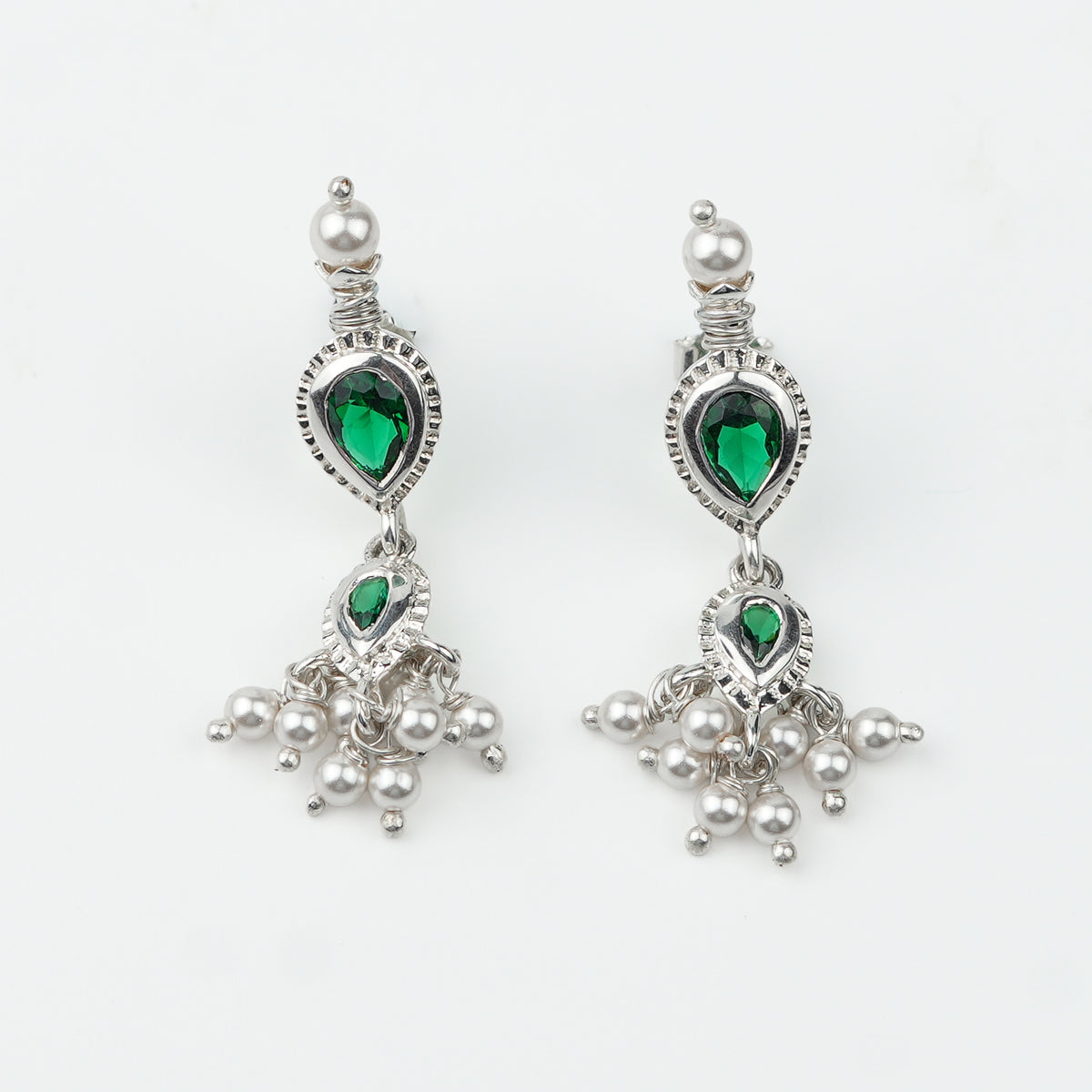 Green CZ Tiny Tanmani Set with Pearls