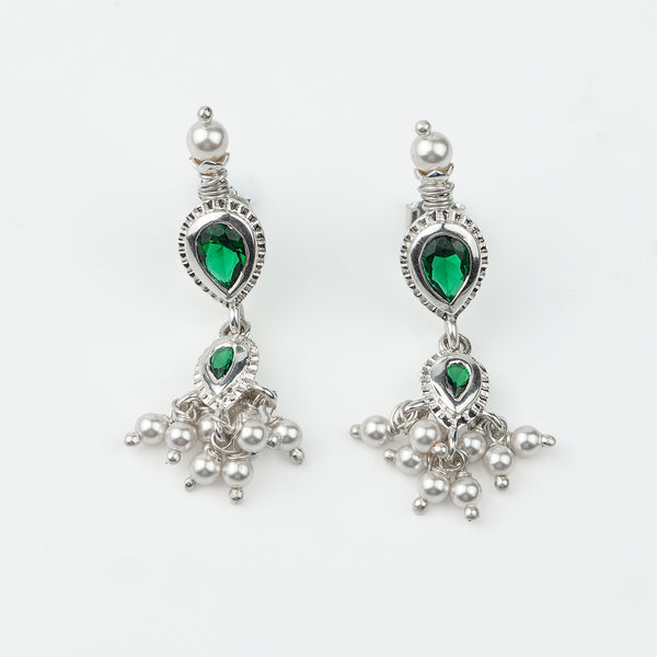Green CZ Tiny Tanmani Set with Pearls