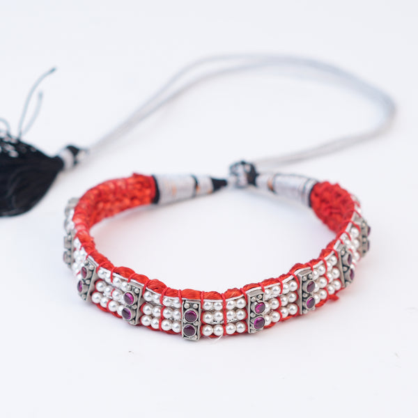 Silver Chinchpeti with Kempu Stones & Pearls – Big (Made to Order)