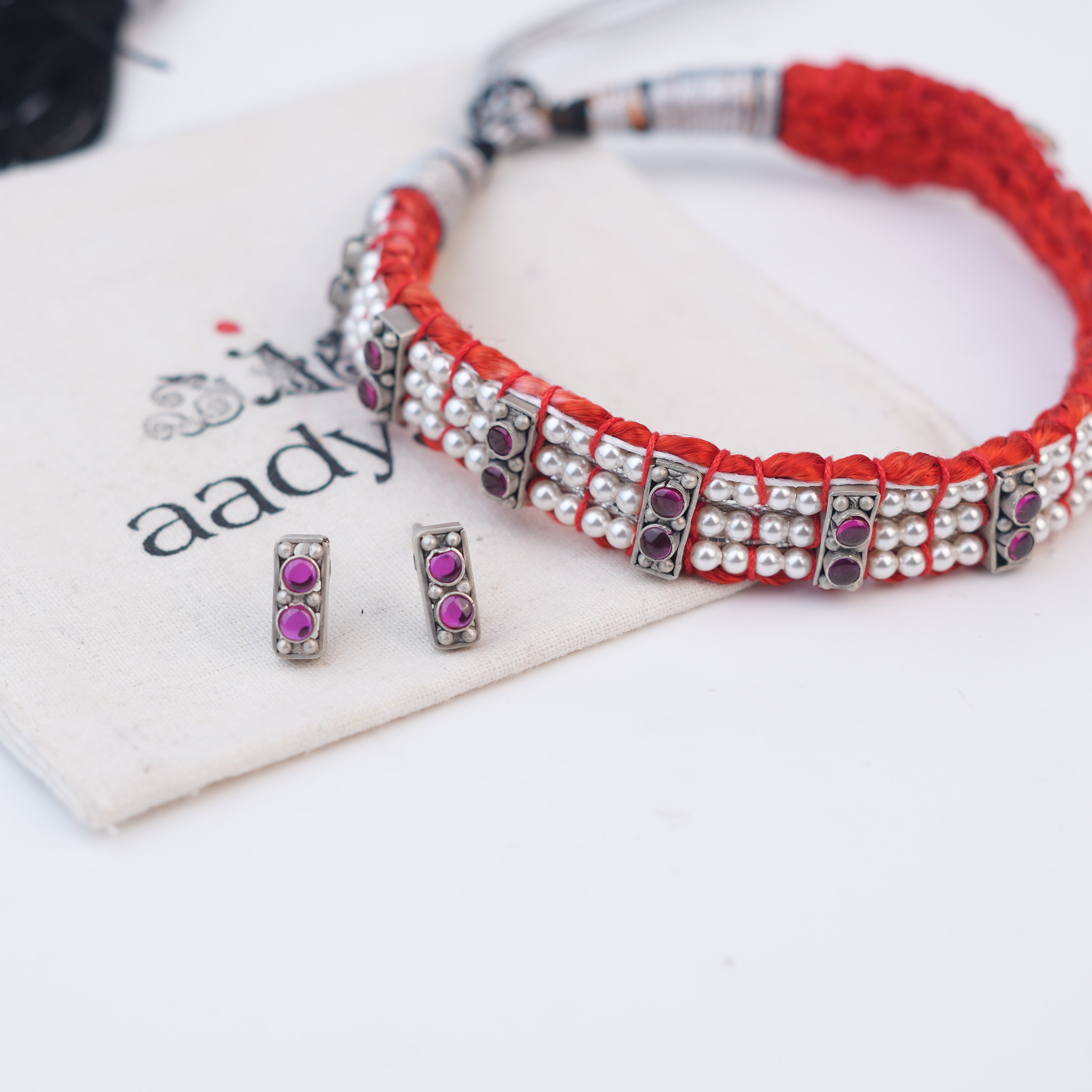 Silver Chinchpeti with Kempu Stones & Pearls – Big (Made to Order)