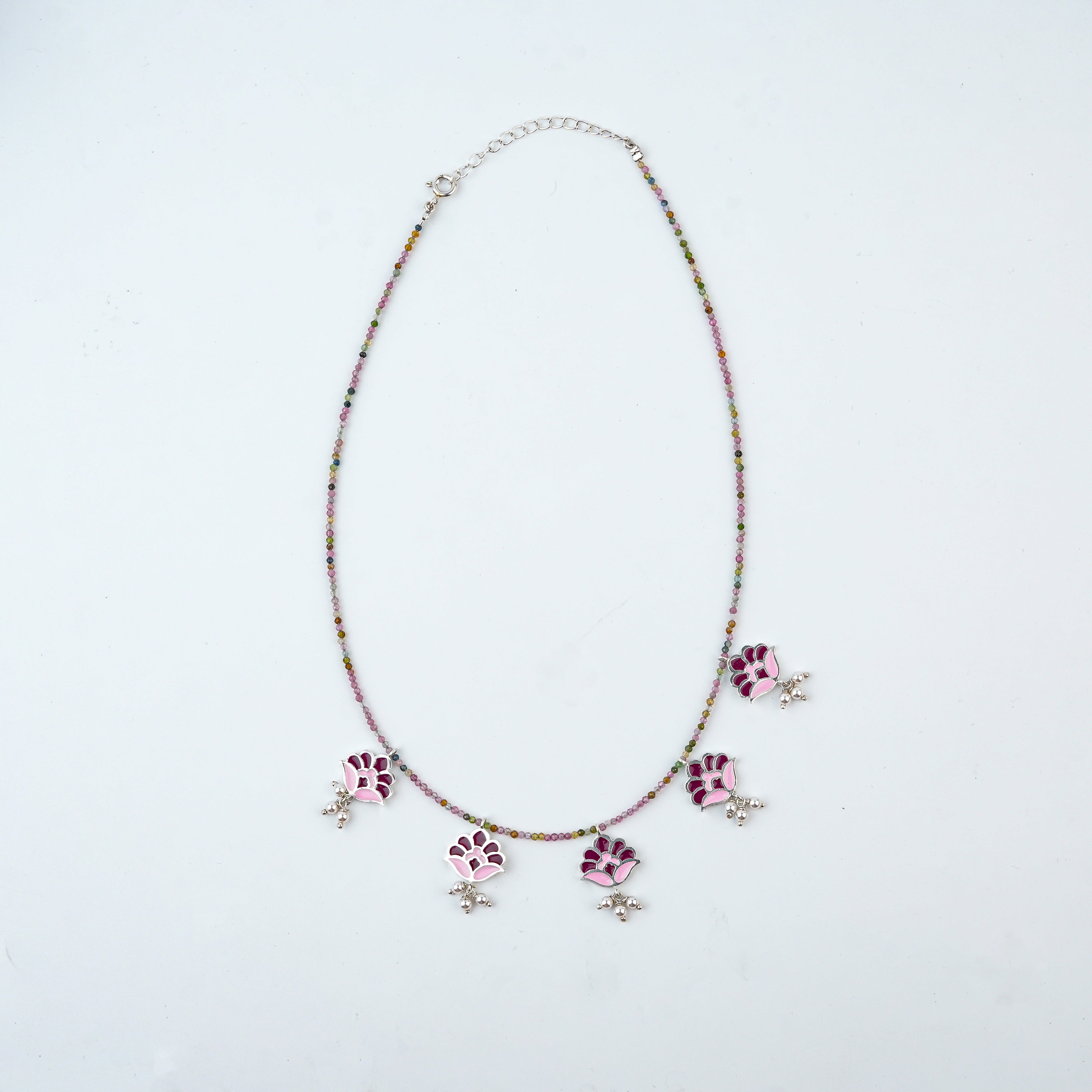 Enamel Charm Necklace with Tourmaline