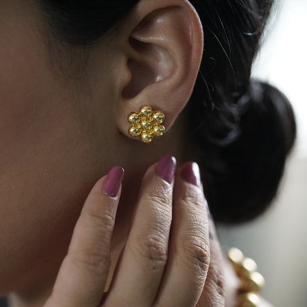 Gold-plated silver floral earrings