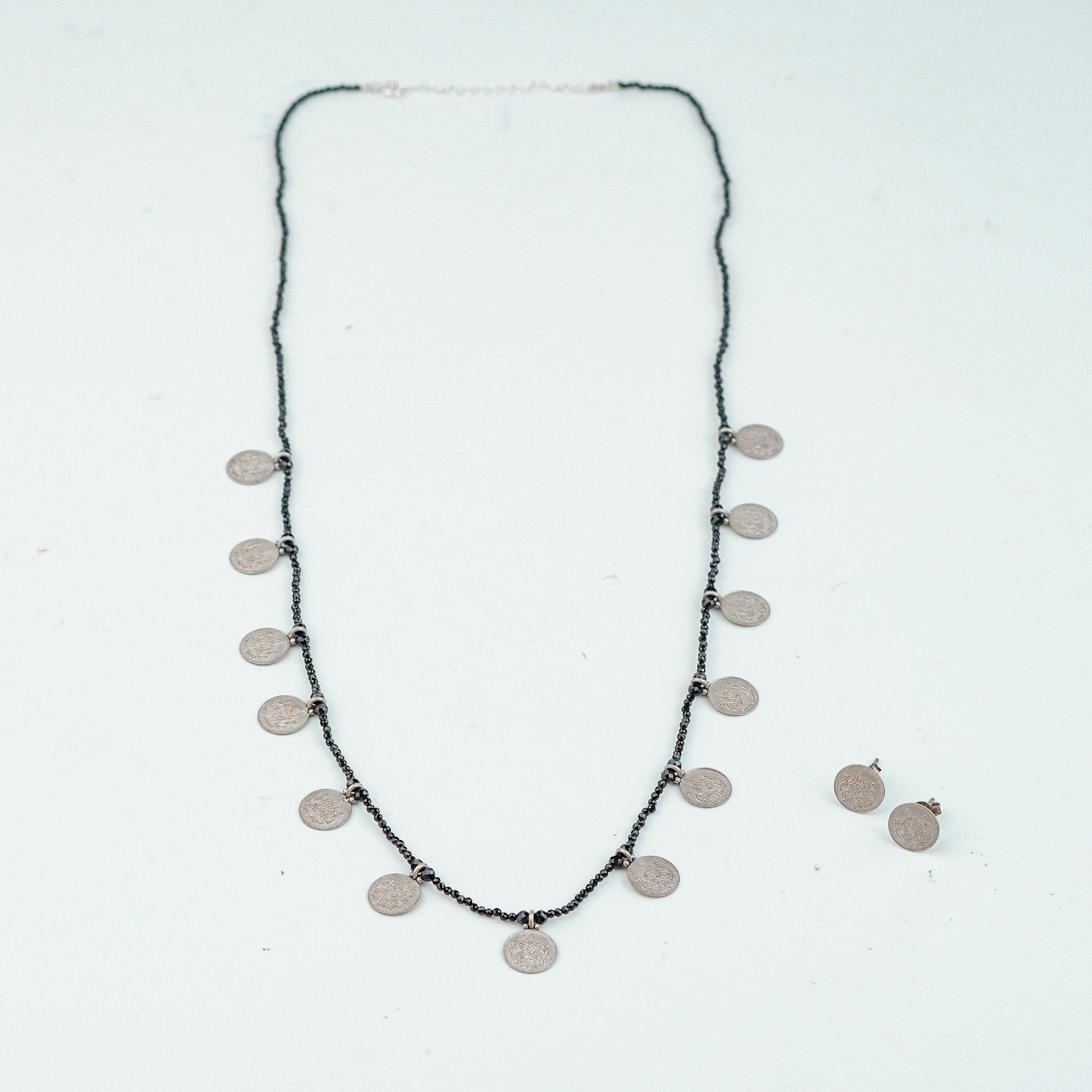 Silver Oxidised Putali Necklace with Black Spinel – Short (Made to Order)