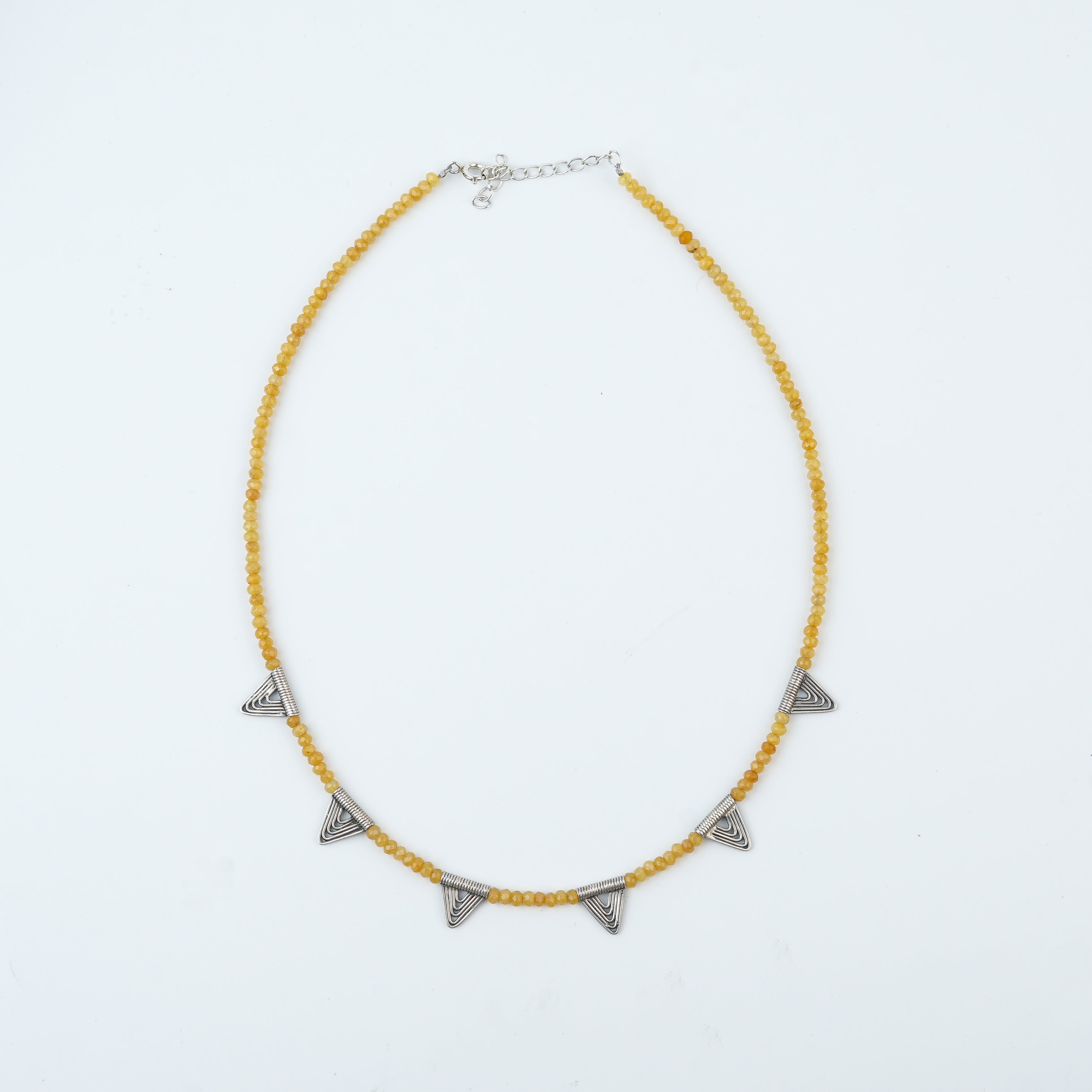 Triangle Charm Necklace with Yellow Jade