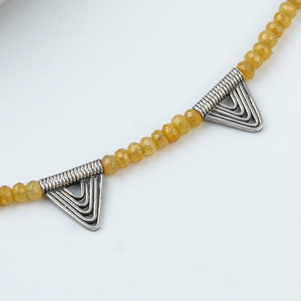 Triangle Charm Necklace with Yellow Jade