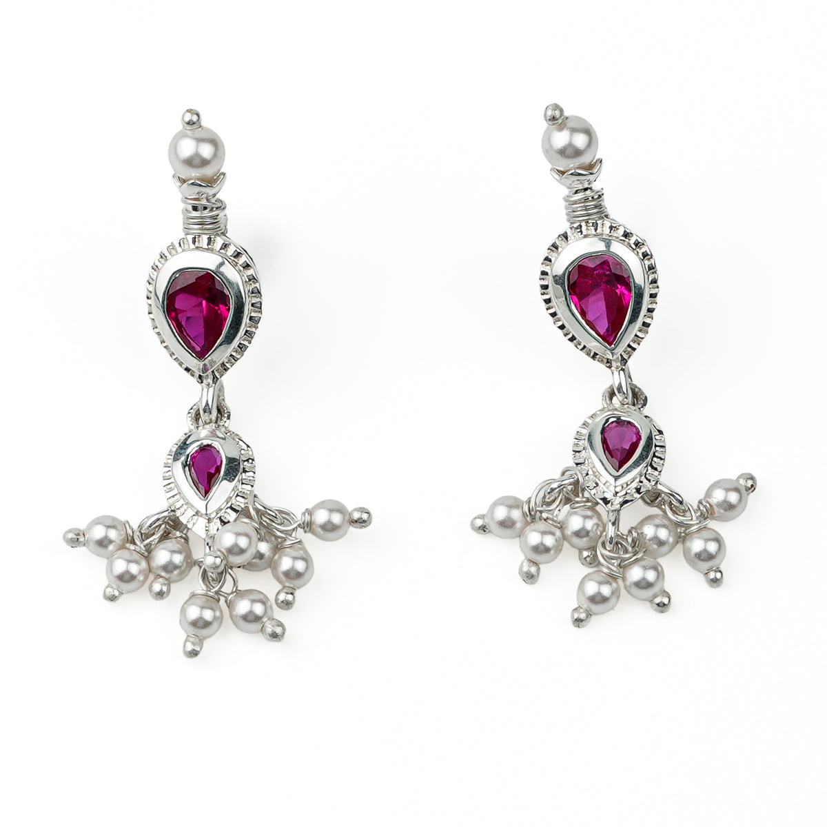 Pink CZ Tiny Tanmani Set with Pearls