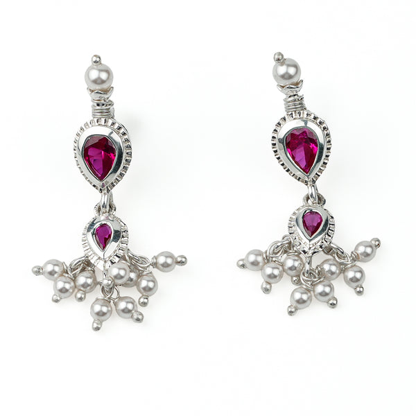Pink CZ Tiny Tanmani Set with Pearls