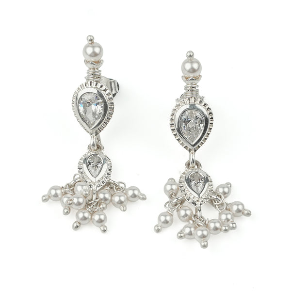 White CZ Tiny Tanmani Set with Pearls