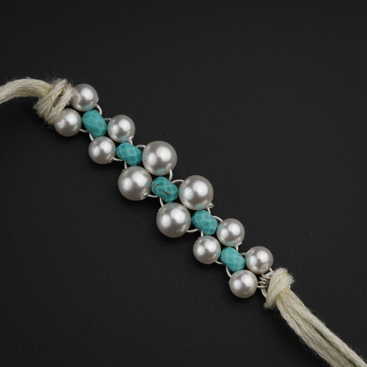 Handmade Turquoise and Pearl Rakhi