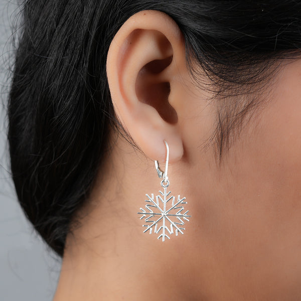 Silver Snowflake Dangle Earrings