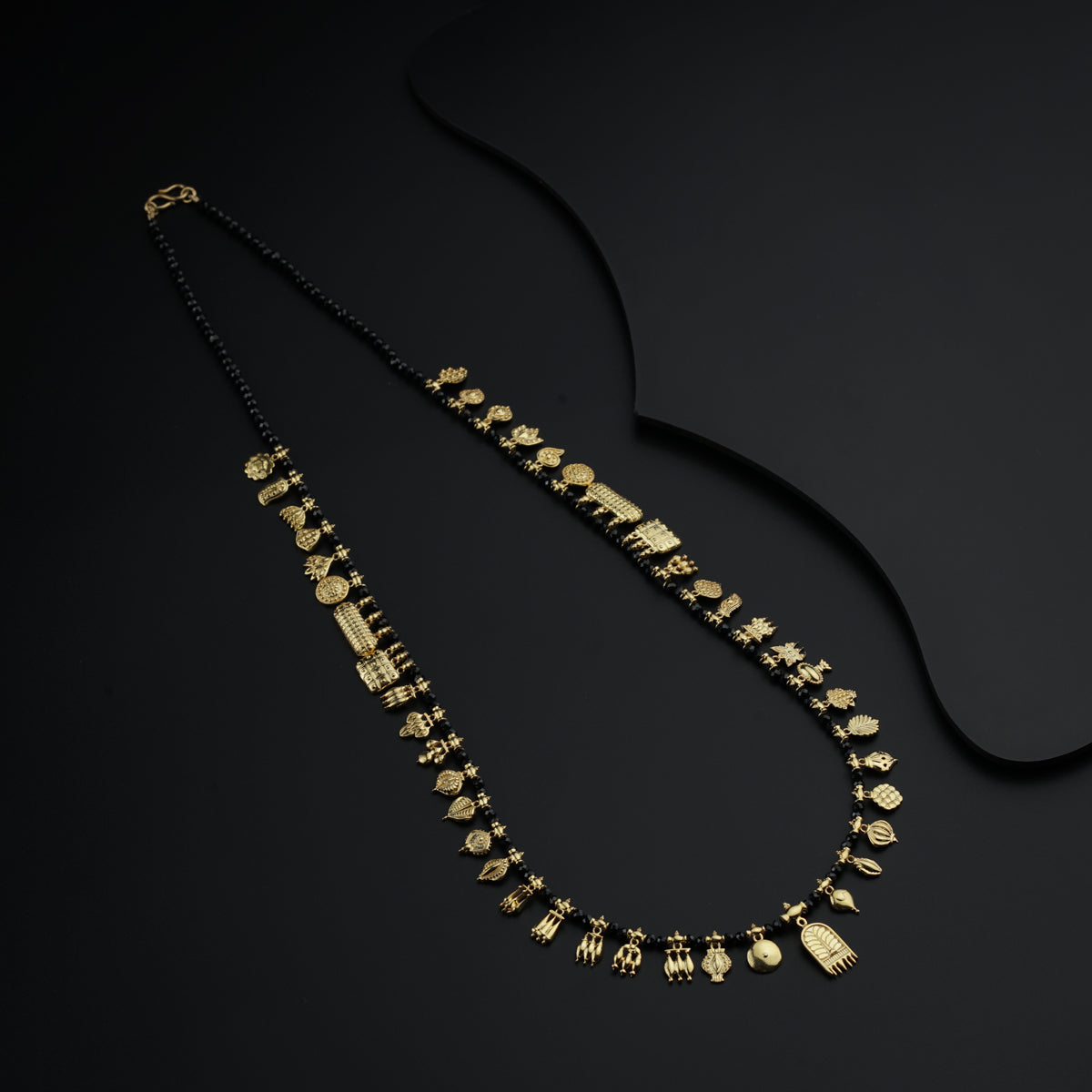 The Aadyaa Saaj (Black spinel) - Short | 92.5 Silver | 22K Gold Plated