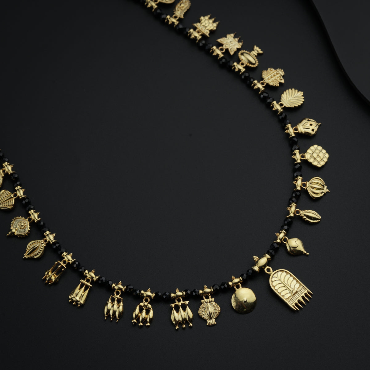 The Aadyaa Saaj (Black spinel) - Short | 92.5 Silver | 22K Gold Plated