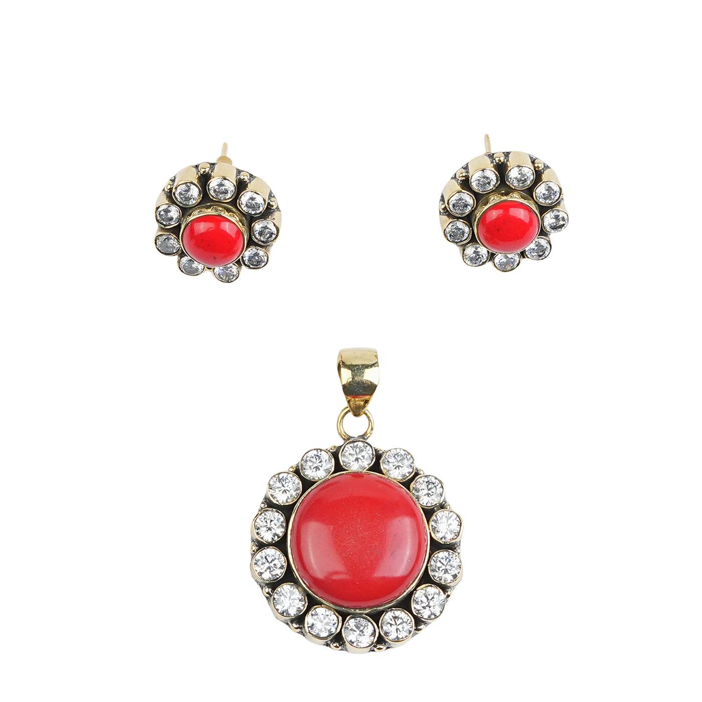 Brass Fashion Pendant & Earrings Set without Chain