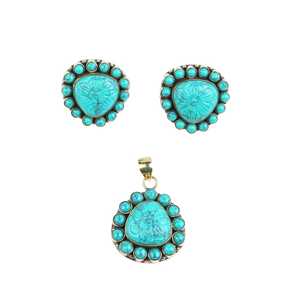 Brass Fashion Pendant & Earrings Set without Chain