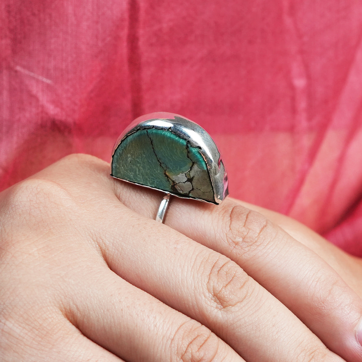 Half Moon Turquoise Geometric Ring