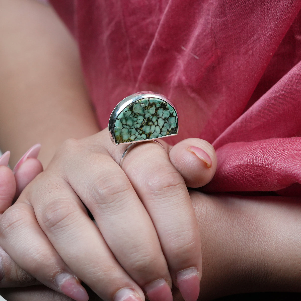 Half Moon Turquoise Geometric Ring