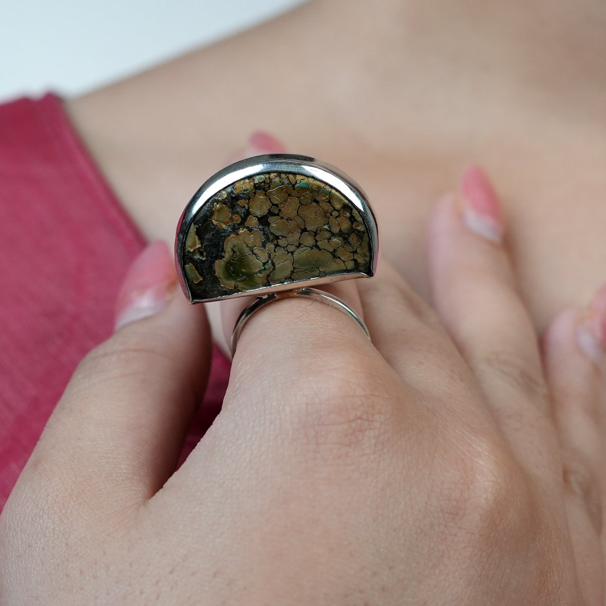 Half Moon Turquoise Geometric Ring