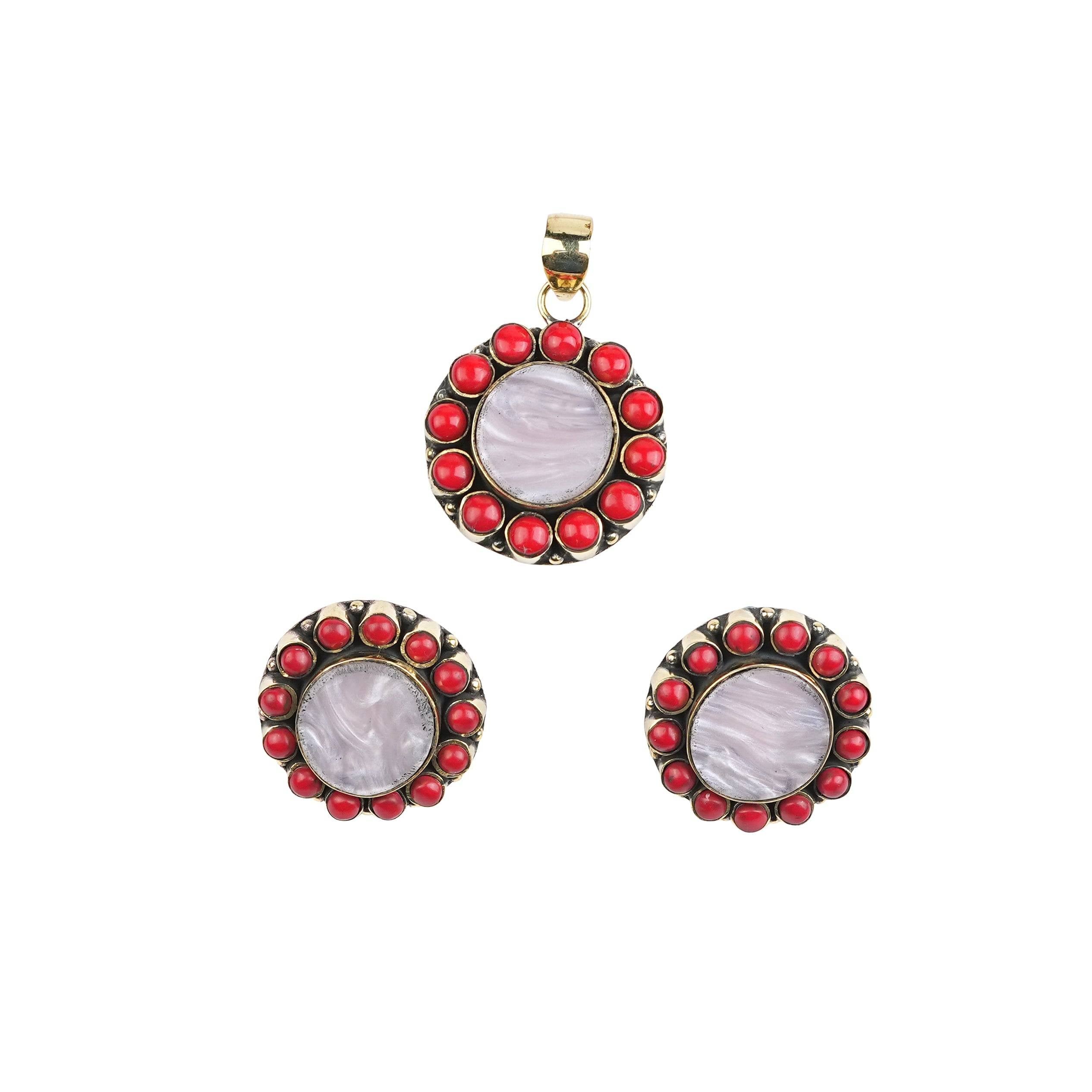 Brass Fashion Pendant & Earrings Set without Chain