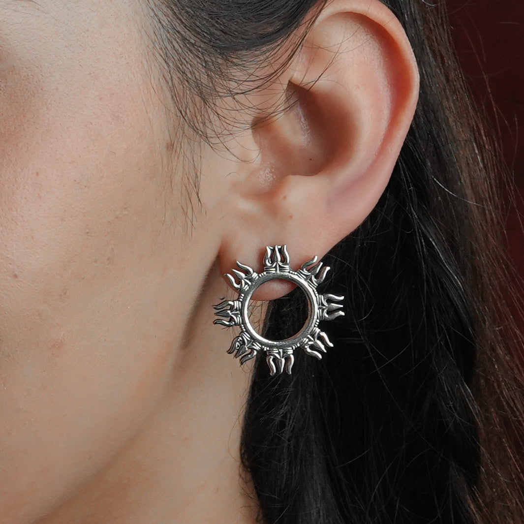 Silver Trishul Earrings