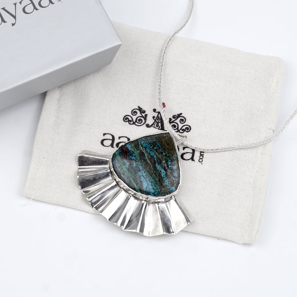 Chrysocolla Statement Pendant Chain Necklace