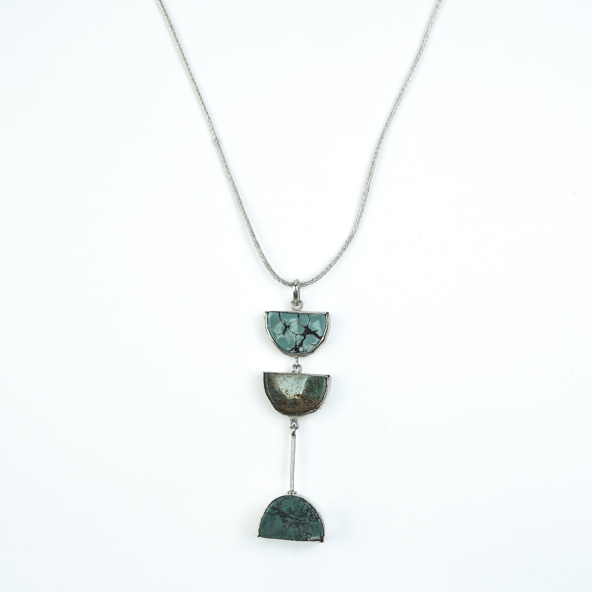 Turquoise Triple Moon Pendant Chain Necklace