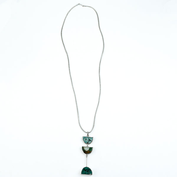 Turquoise Triple Moon Pendant Chain Necklace