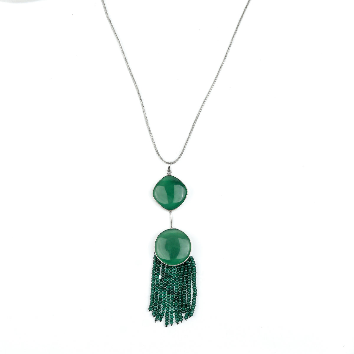Green Onyx Flow Pendant Chain Necklace