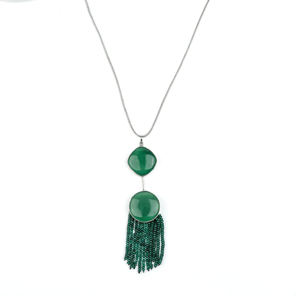 Green Onyx Flow Pendant Chain Necklace