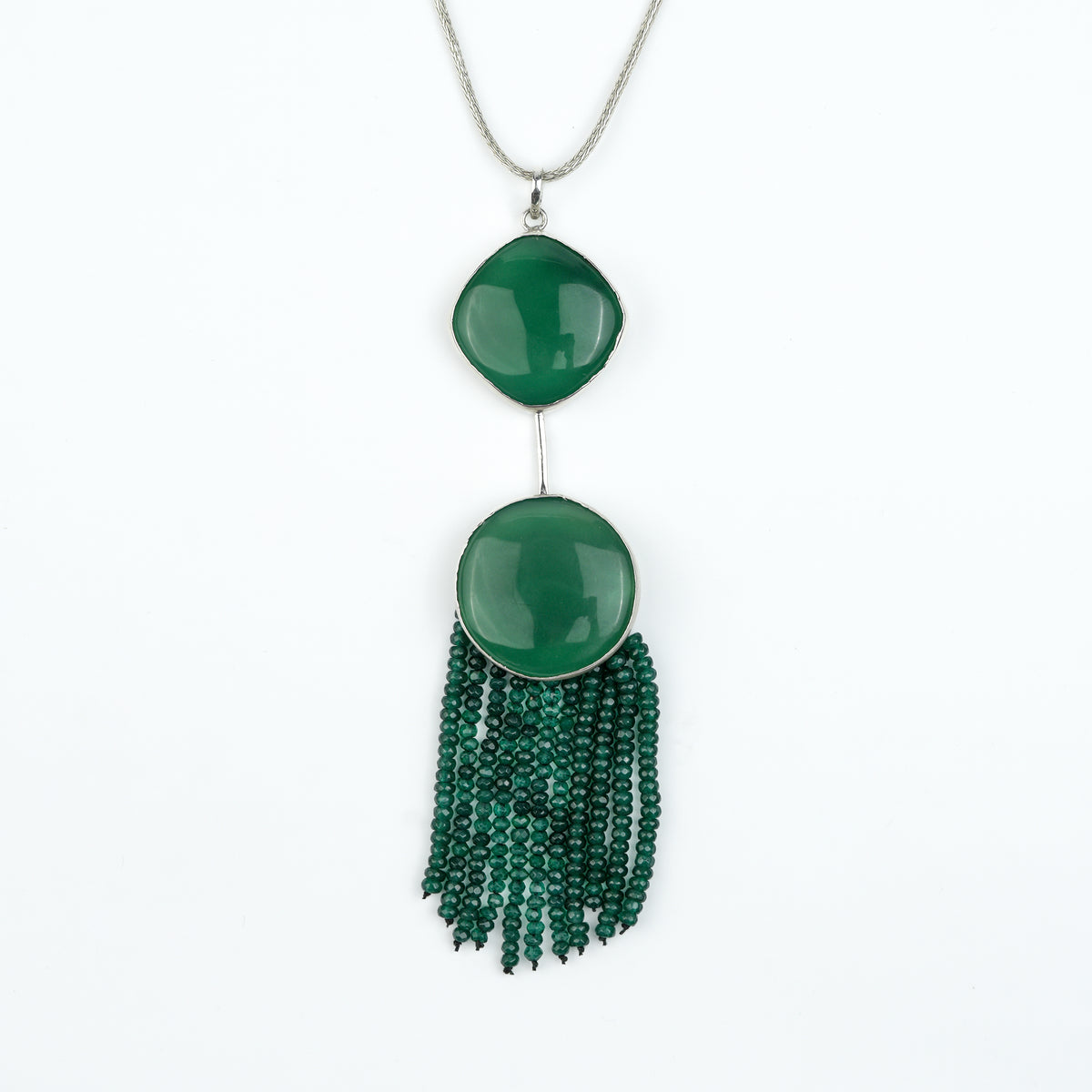 Green Onyx Flow Pendant Chain Necklace