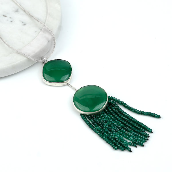 Green Onyx Flow Pendant Chain Necklace