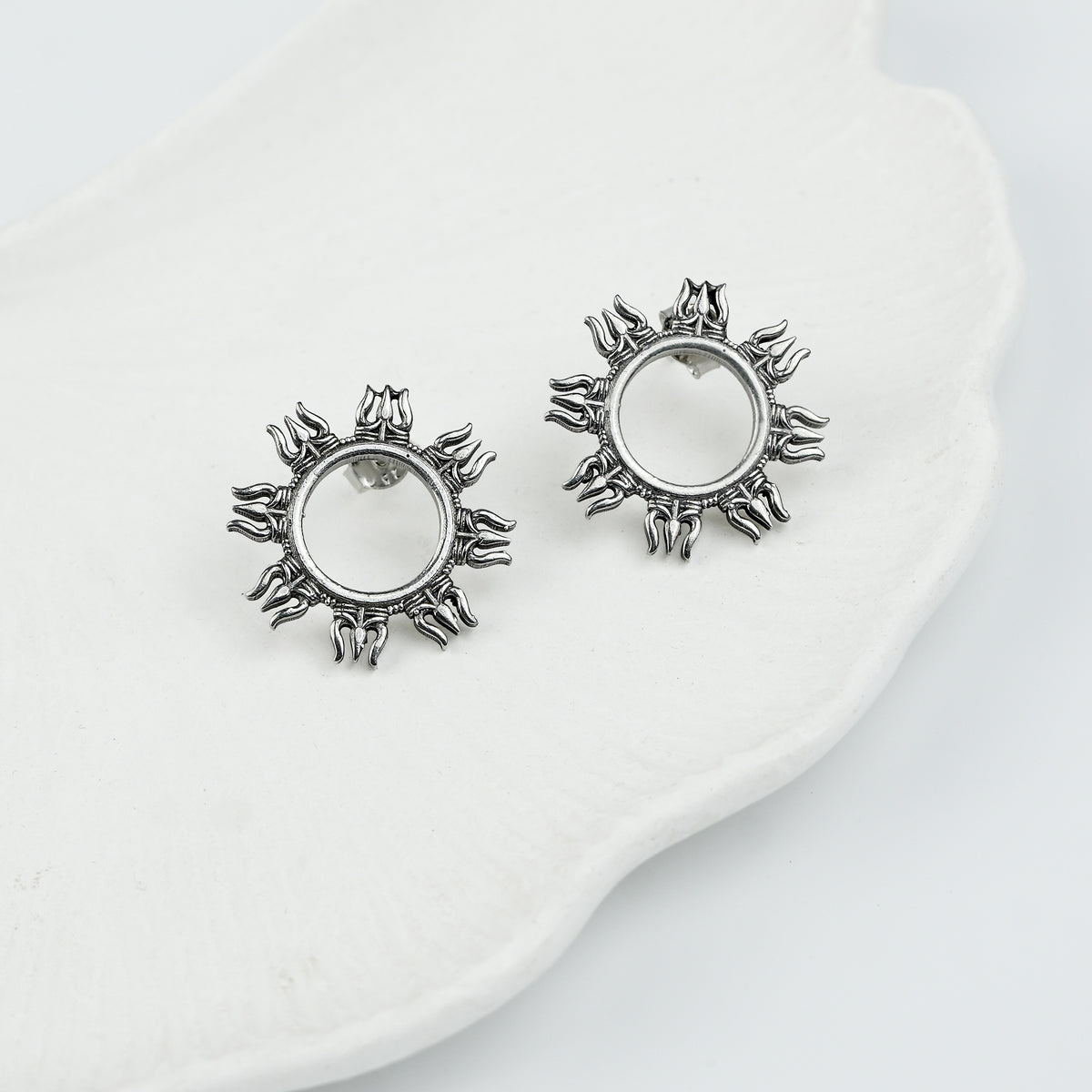Silver Trishul Earrings