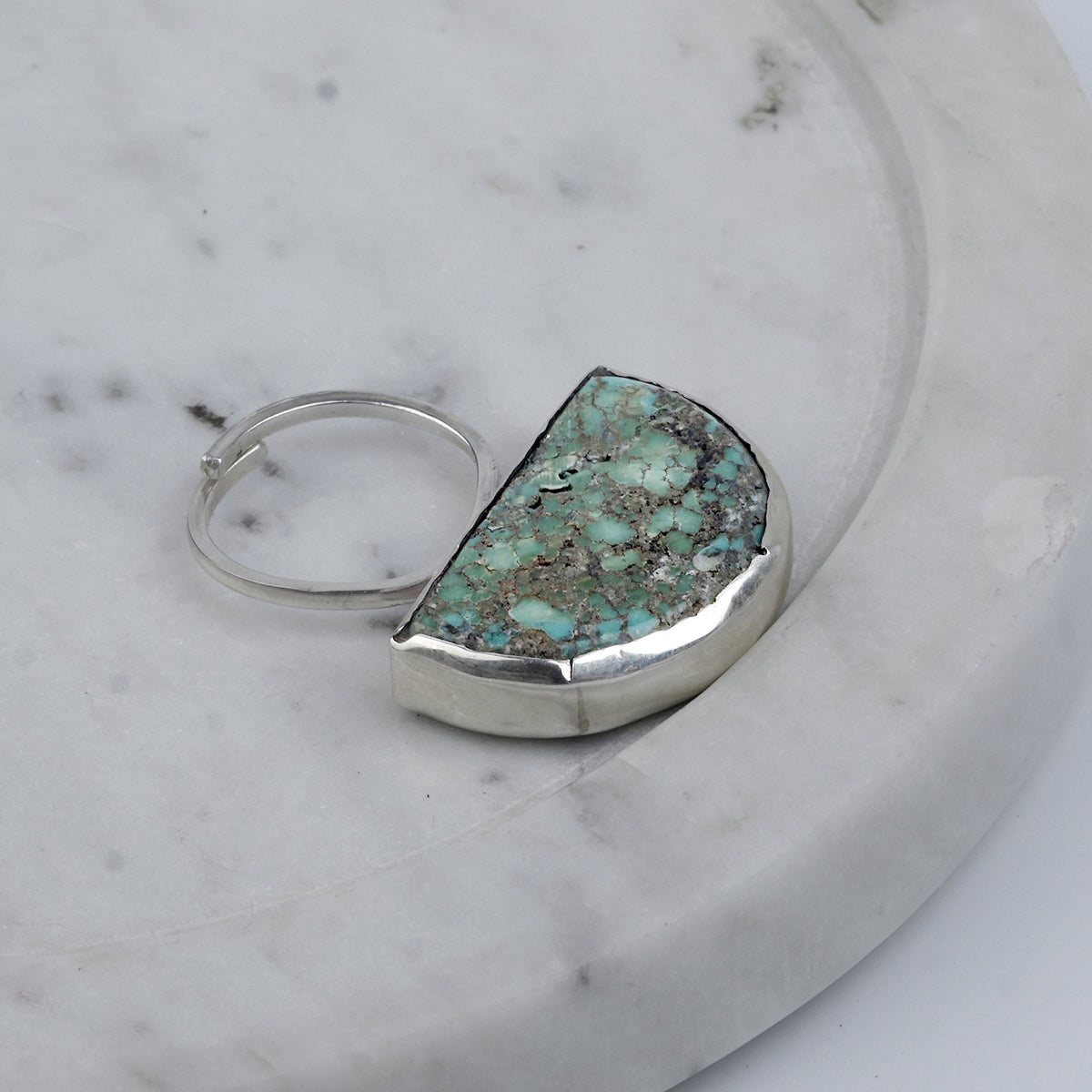 Half Moon Turquoise Geometric Ring