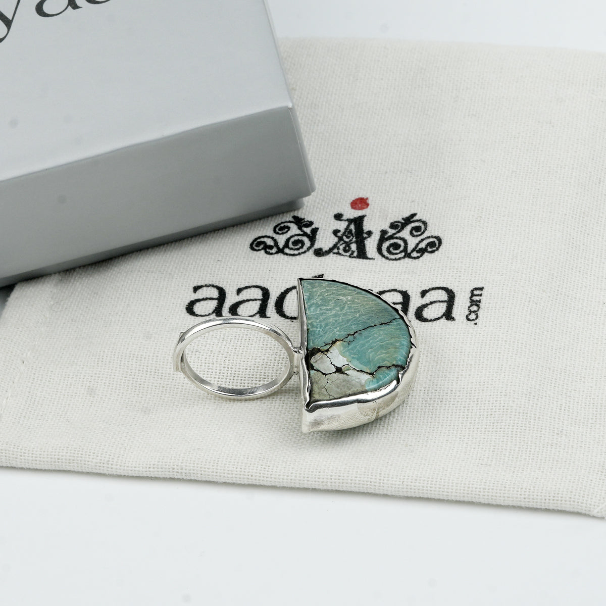 Half Moon Turquoise Geometric Ring