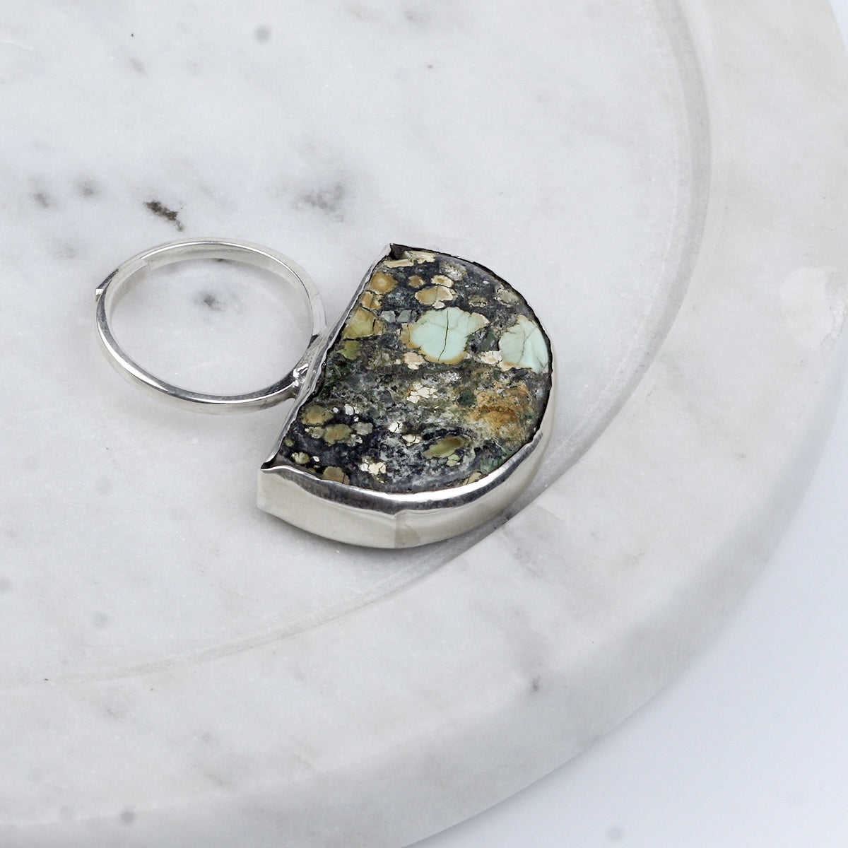 Half Moon Turquoise Geometric Ring